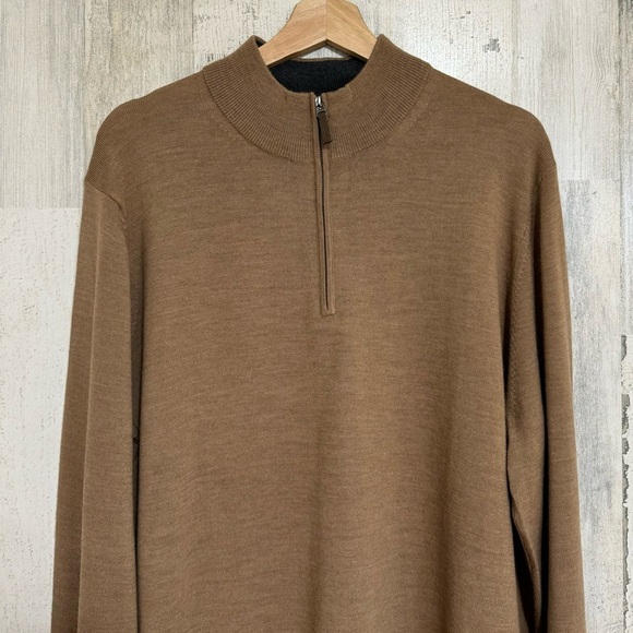 Nordstrom 100% Merino Wool Quarter Zip Sweater Tan Mens Size XL - Picture 3 of 10